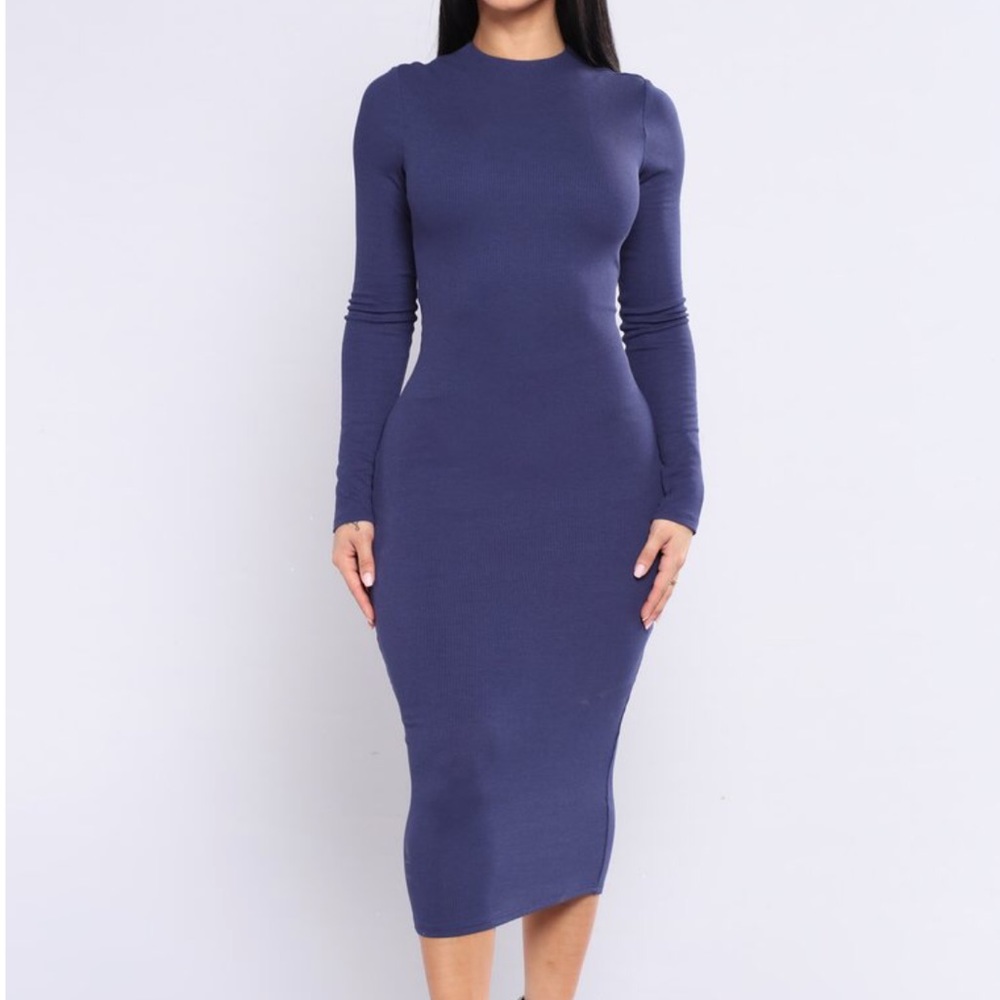 NEW Long sleeve Blue midi dress